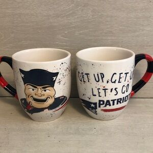 New England Patriots Large 14oz Ceramic Coffee Mugs Hot Chocolate  Lot of 2